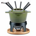 Classic Enamel Cast Iron Fondue Set with LFGB Certificate